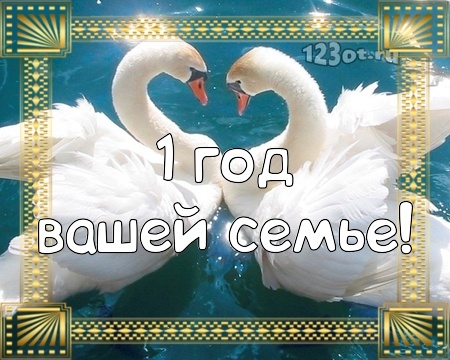 Картинка! Со свадьбой 1 год! Открытка свадебная на годовщину! Самый первый год совместной жизни новой семьи — какой...