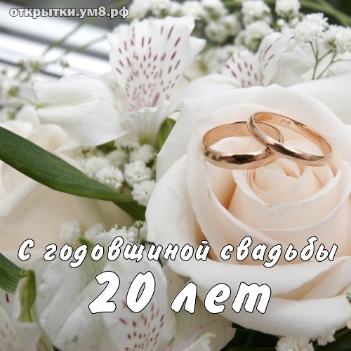 Открытка! 20 лет! С годовщиной свадьбы! Картинка! Двадцать лет — достойный срок для того, чтобы понять...