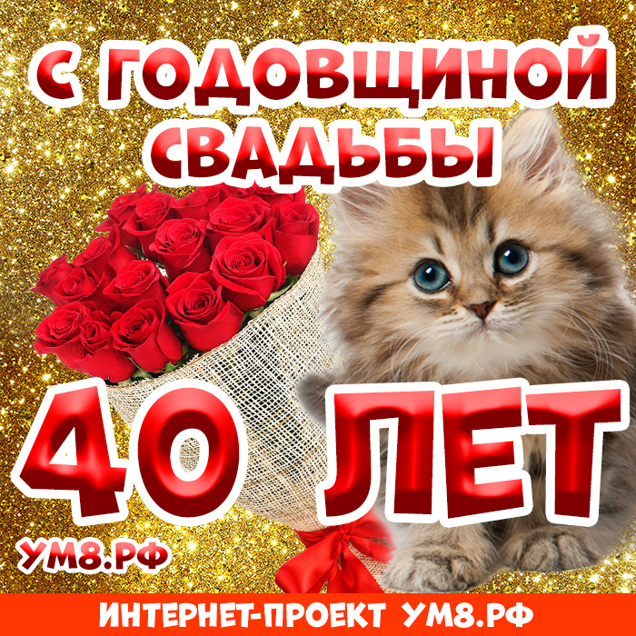 Открытка! Открытка! Свадьба! 40 лет вместе! Картинка! Дорогие юбиляры! Позвольте поздравить вашу удивительно...