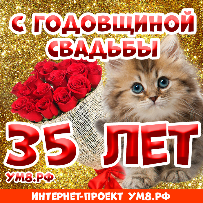 Картинка! С годовщиной свадьбы! Вам 35 лет! Открытка! Дорогие! Сегодня мы поздравляем вас с красивым событием...