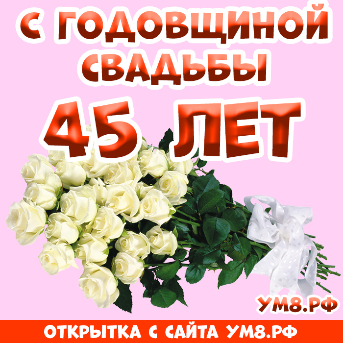 Картинка! Открытка! Свадьба! 45 лет вместе! Картинка! С 45-летней годовщиной! Вы достойно прошли все жизненные...