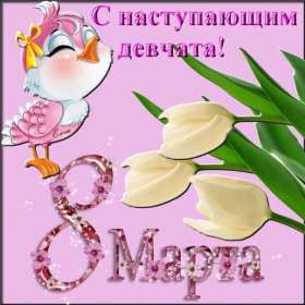Открытка! Открытка с наступающим международным женским днём 8 марта, птичка