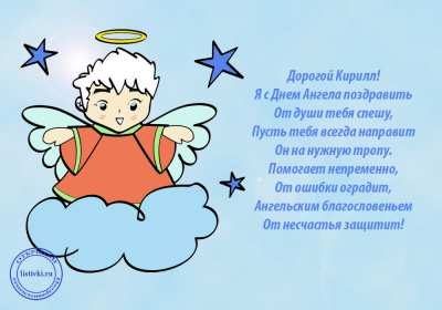 Открытка! Открытка с днём Ангела Кирилл, поздравления с именинами Кирилл