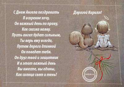 Открытка! Открытка с днём Ангела Кирилл, поздравления с именинами Кирилл