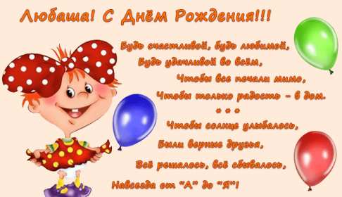Открытка! Открытка с днём рождения Люба, поздравления для Любы на день рождения