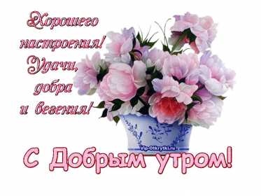 открытки с добрым утром Красивые открытки с добрым утром, открытки с красивыми пожеланиями доброго утра Открытка картинка с добрым утром, хорошего настроения, удачи, добраи везения, букет с цветами