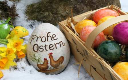 Пасха на немецком языке Открытка с пасхой на немецком языке, с праздником пасха на немецком Открытка картинка на немецком языке с пасхой, на пасху, с праздником пасхи на немецком языке, красивые, яркие открытки картинки с пасхой на немецком языке скачать бесплатно