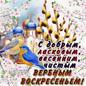 Вербное Воскресенье Открытка с Вербным Воскресеньем, с светлым праздником Вербное Открытка картинка Вербное Воскресенье, с праздником Вербное Воскресенье, открытки картинки на вербное, с вербным, поздравления с праздником вербное Воскресенье .