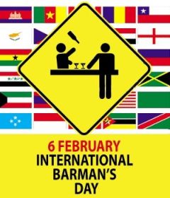 Открытка. День бармена День бармена, картинка на день бармена, открытка с днем бармена, поздравить с днем бармена День бармена, картинка на день бармена, открытка с днем бармена, поздравить с днем бармена, поздравление на день бармена, праздник 6 февраля, поздравление для коллег