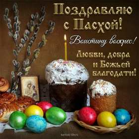 Открытка! Открытка картинка Воистину Воскрес, с праздником светлой Пасхи