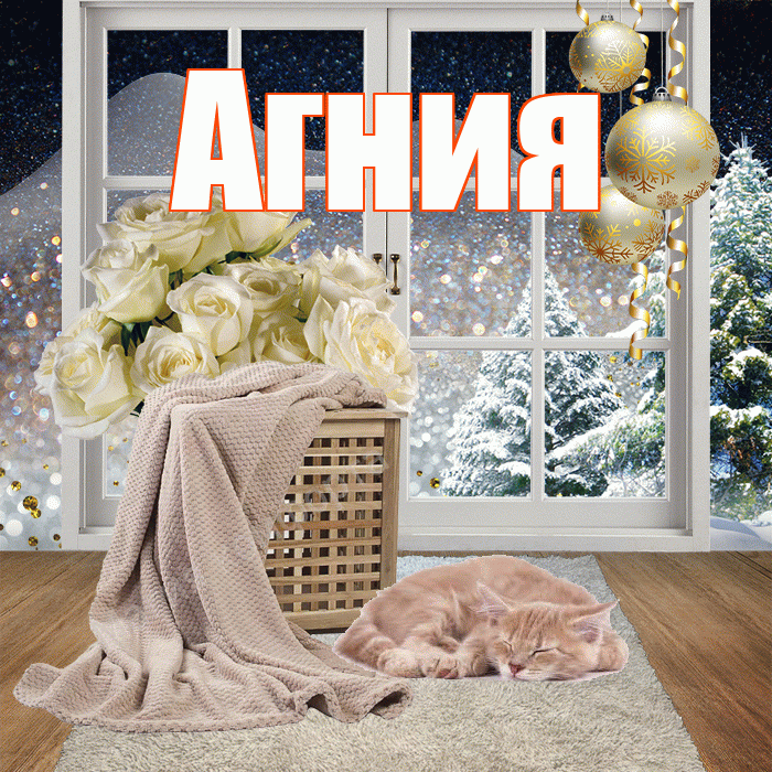 Агния! Доброго зимнего вечера! Красивая открытка Агнии!