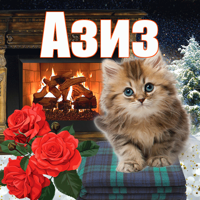Азиз! Доброго зимнего вечера! Красивая открытка Азизу!