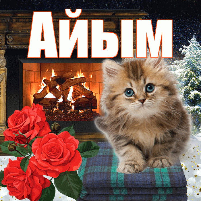 Айым! Доброго зимнего вечера! Красивая открытка Айым!
