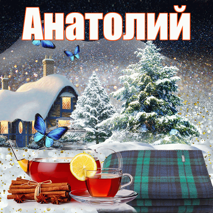 Анатолий! Доброго зимнего вечера! Красивая открытка Анатолию!