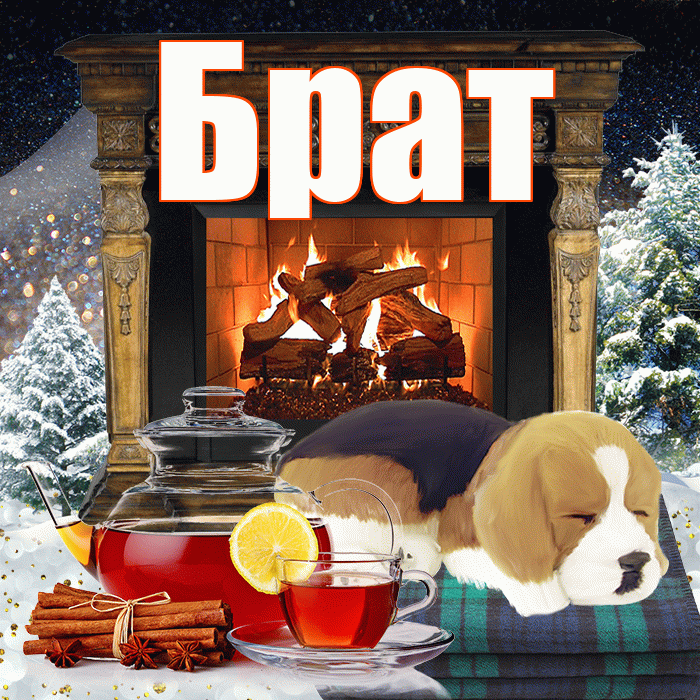 Брат! Доброго зимнего вечера! Красивая открытка Брату!