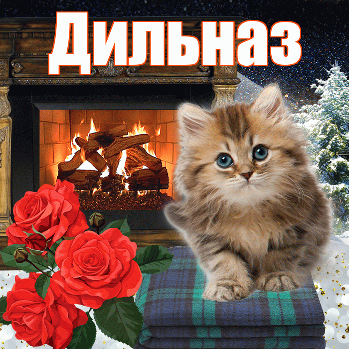 Дильназ! Доброго зимнего вечера! Красивая открытка Дильназ!
