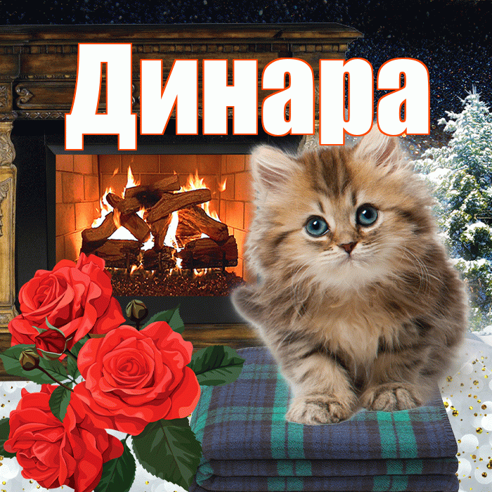 Динара! Доброго зимнего вечера! Красивая открытка Динаре!