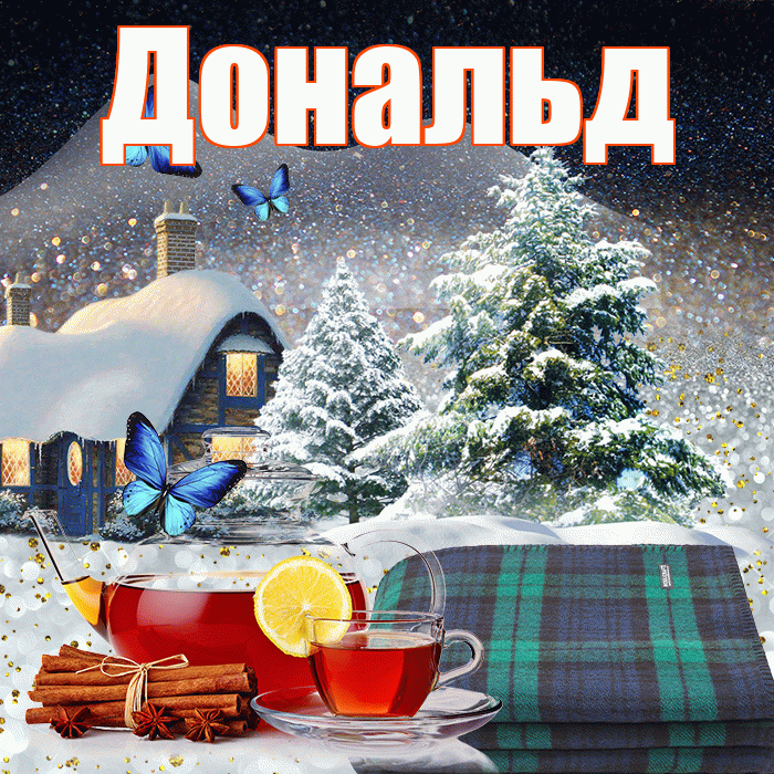 Дональд! Доброго зимнего вечера! Красивая открытка Дональду!