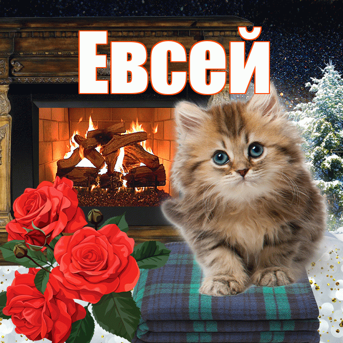 Евсей! Доброго зимнего вечера! Красивая открытка Евсею!