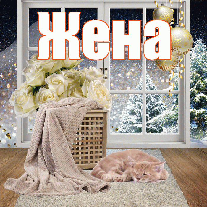 Жена! Доброго зимнего вечера! Красивая открытка Жене!