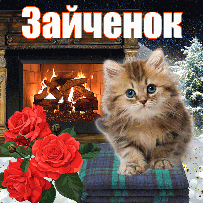 Зайченок! Доброго зимнего вечера! Красивая открытка Зайченку!