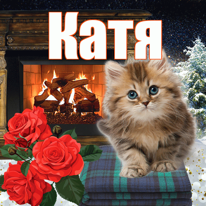 Катя! Доброго зимнего вечера! Красивая открытка Кате!