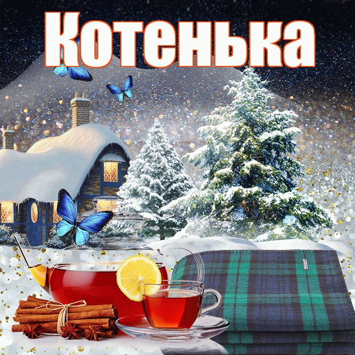 Котенька! Доброго зимнего вечера! Красивая открытка !