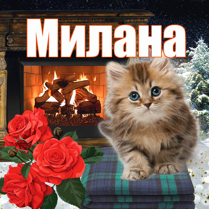 Милана! Доброго зимнего вечера! Красивая открытка Милане!