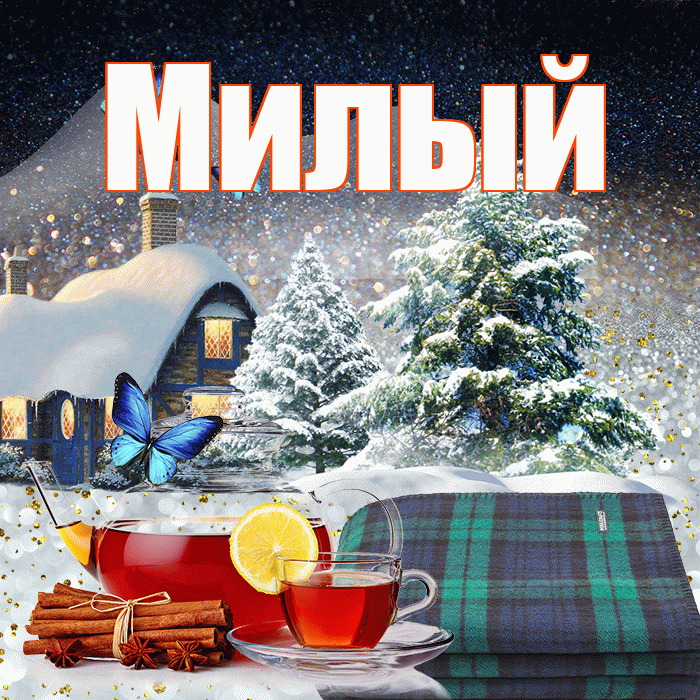 Милый! Доброго зимнего вечера! Красивая открытка Милому!