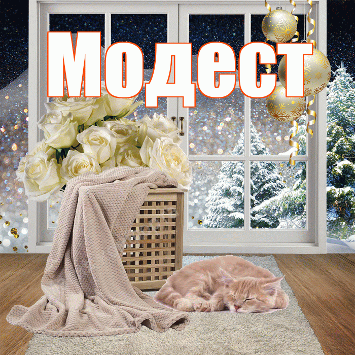 Модест! Доброго зимнего вечера! Красивая открытка Модесту!