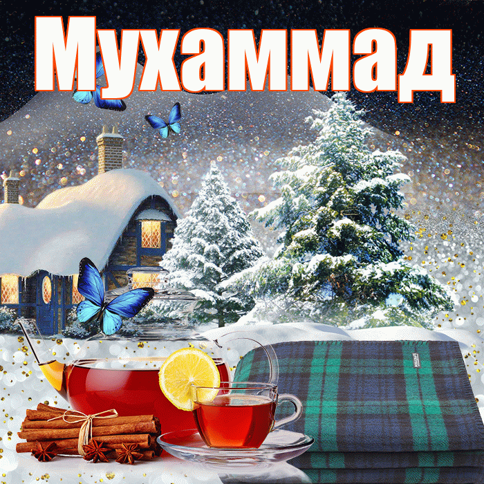Мухаммад! Доброго зимнего вечера! Красивая открытка Мухаммаду!