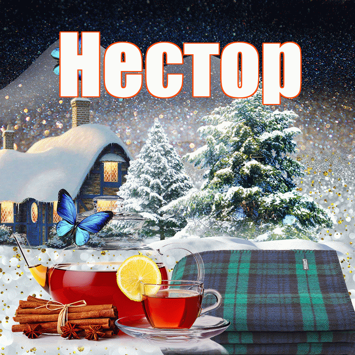 Нестор! Доброго зимнего вечера! Красивая открытка Нестору!