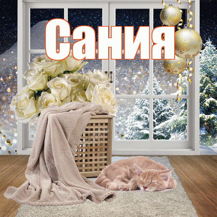 Сания! Доброго зимнего вечера! Красивая открытка Сание!