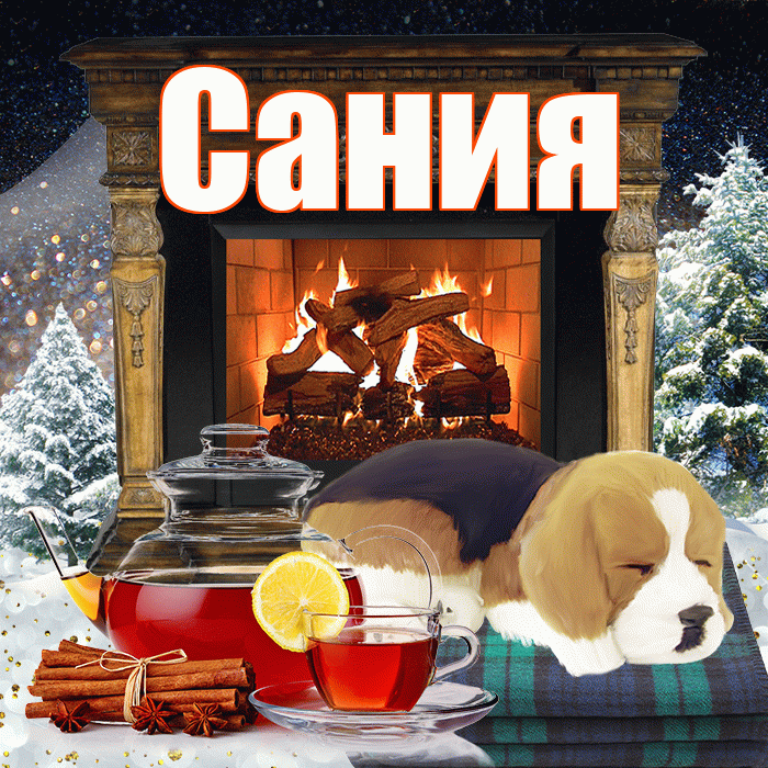 Сания! Доброго зимнего вечера! Красивая открытка Сание!