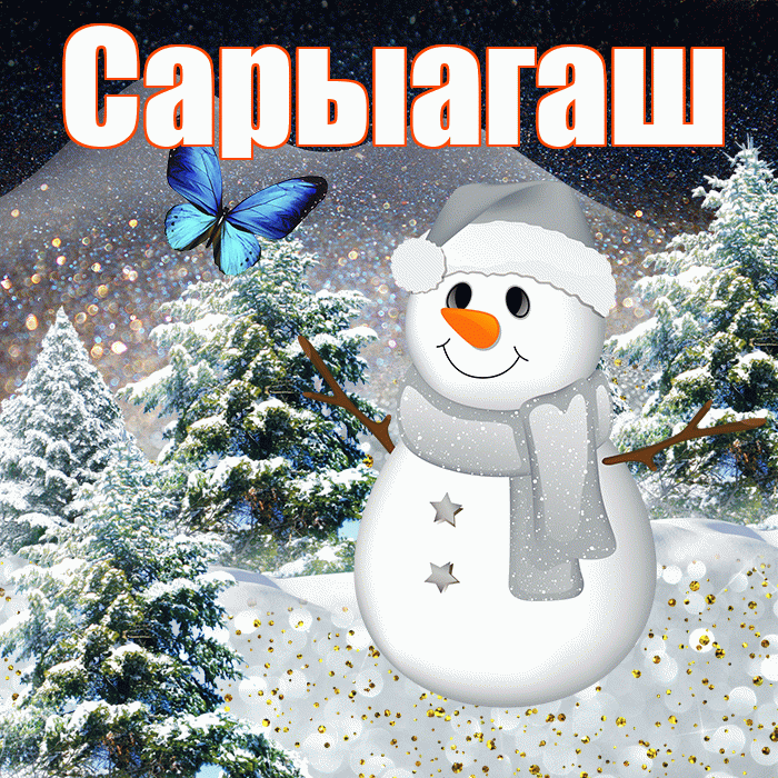 Сарыагаш! Доброго зимнего вечера! Красивая открытка Сарыагашу!