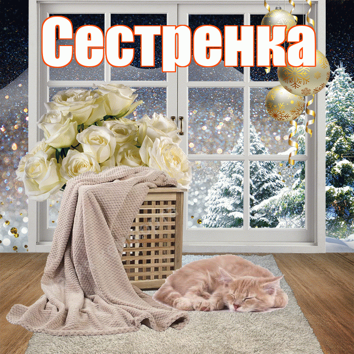 Сестренка! Доброго зимнего вечера! Красивая открытка Сестренке!