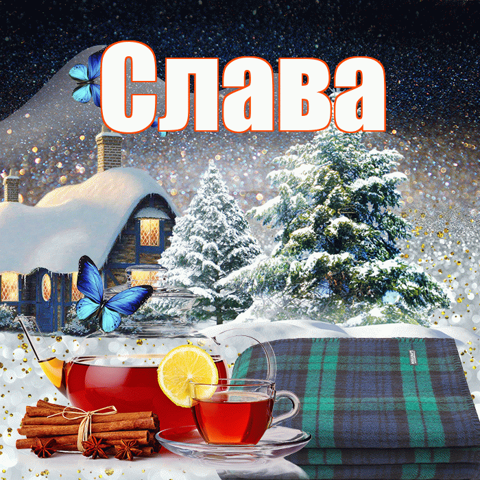 Слава! Доброго зимнего вечера! Красивая открытка Славе!