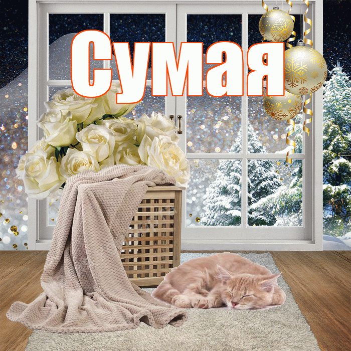Сумая! Доброго зимнего вечера! Красивая открытка Сумае!