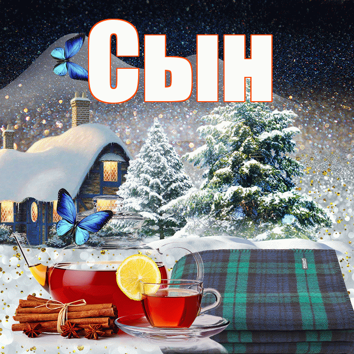 Сын! Доброго зимнего вечера! Красивая открытка Сыну!