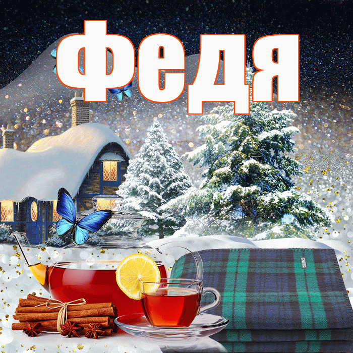Федя! Доброго зимнего вечера! Красивая открытка Феде!
