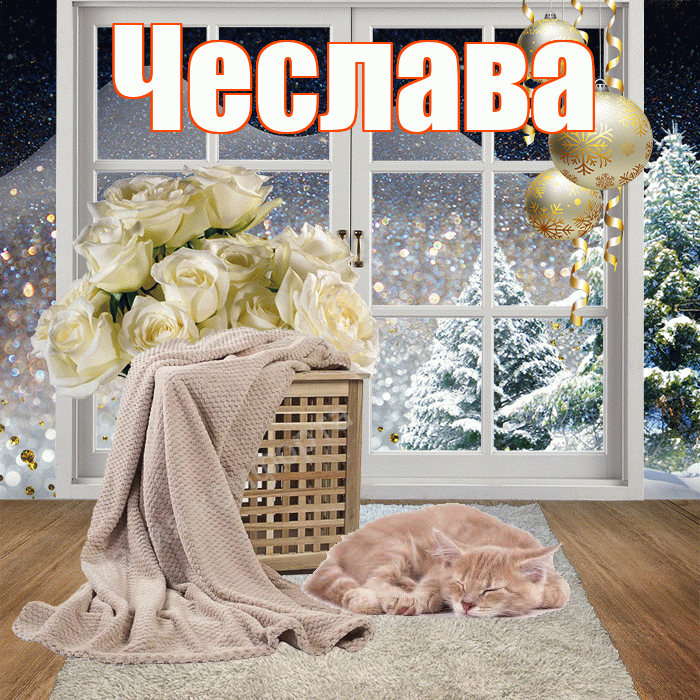 Чеслава! Доброго зимнего вечера! Красивая открытка Чеславовне!