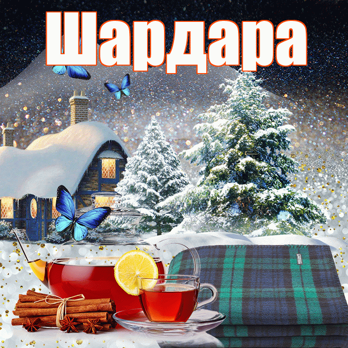 Шардара! Доброго зимнего вечера! Красивая открытка Шардаре!