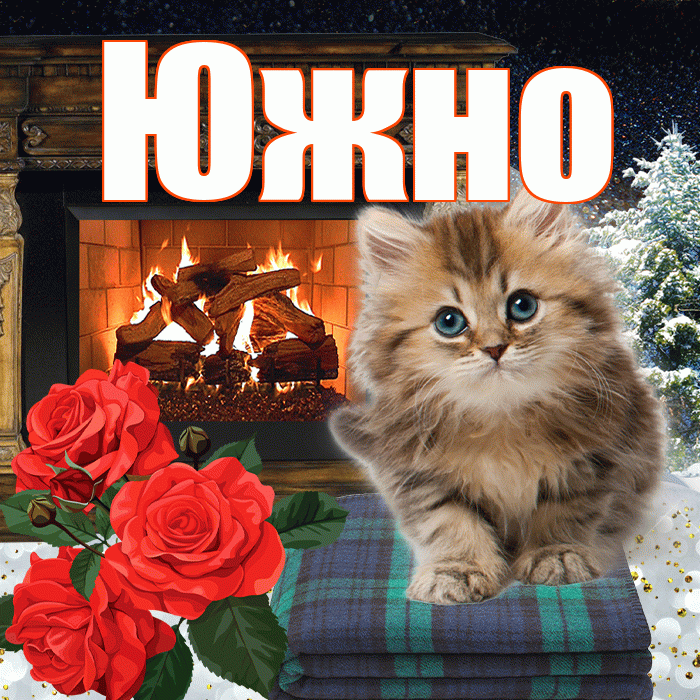 Южно! Доброго зимнего вечера! Красивая открытка Южно!