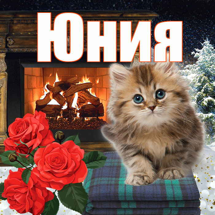 Юния! Доброго зимнего вечера! Красивая открытка Юнии!