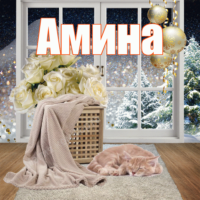 Амина! Добрый зимний вечер! Красивая открытка Амине!