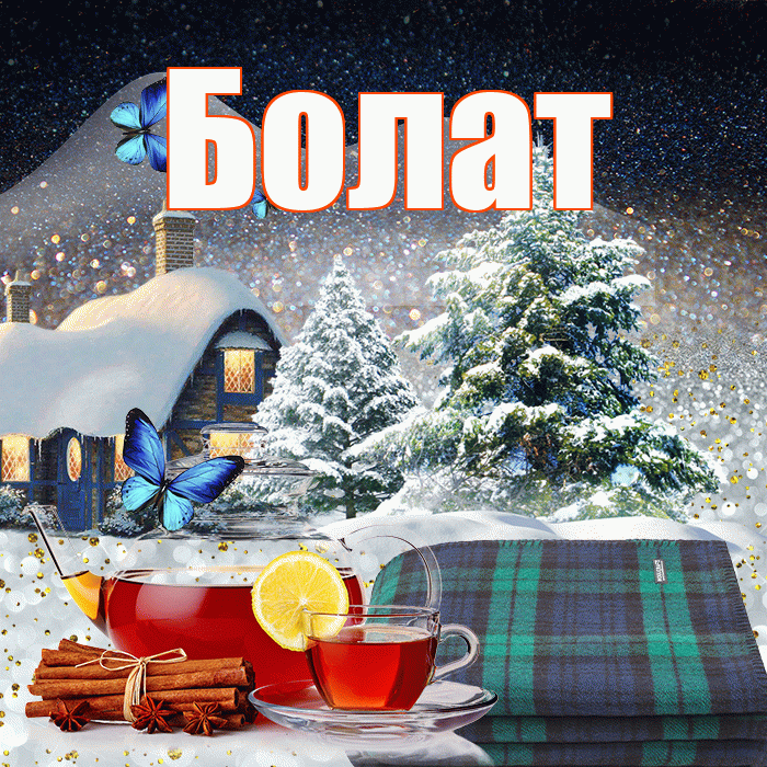 Болат! Добрый зимний вечер! Красивая открытка Болату!