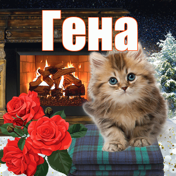 Гена! Добрый зимний вечер! Красивая открытка Гену!