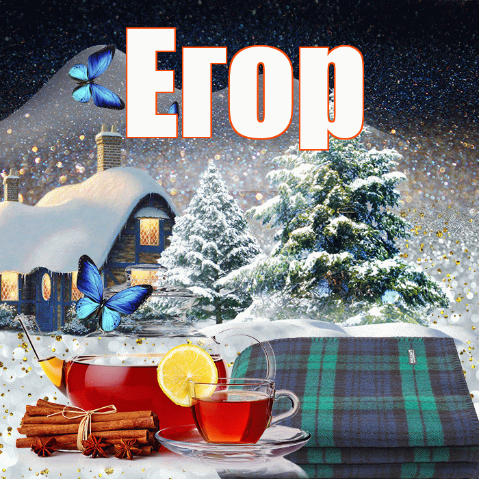 Егор! Добрый зимний вечер! Красивая открытка Егору!