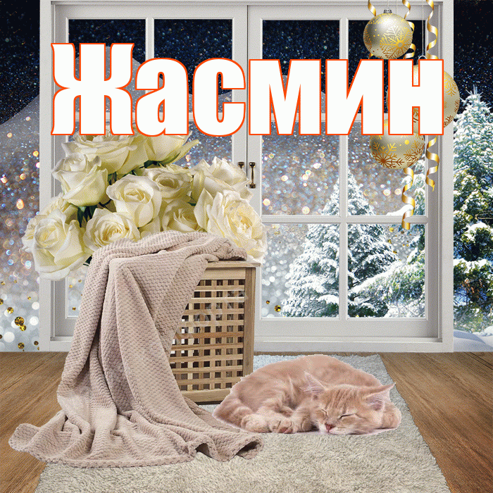 Жасмин! Добрый зимний вечер! Красивая открытка Жасмин!