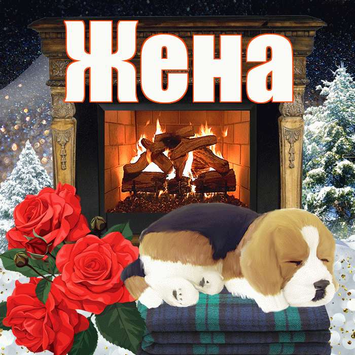 Жена! Добрый зимний вечер! Красивая открытка Жене!